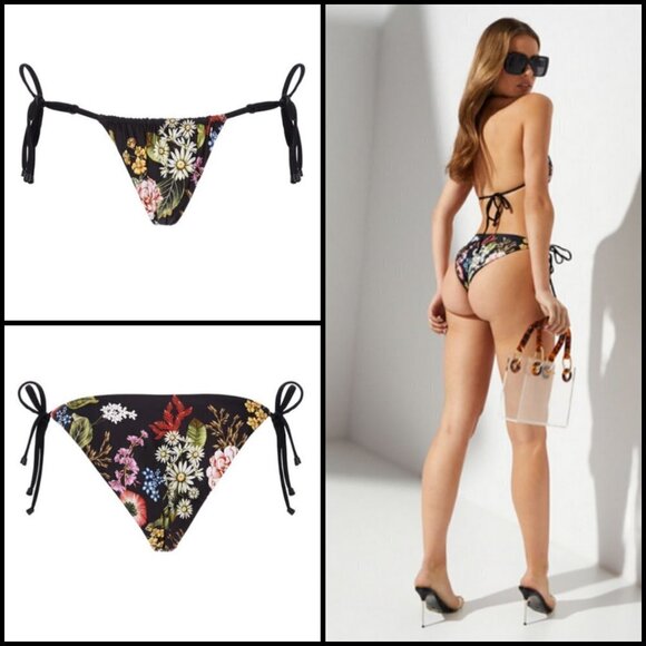 💕AGUA BENDITA💕 Aldana Moss Bikini Bottom ~ Black Floral Print Medium NWT - Picture 1 of 16